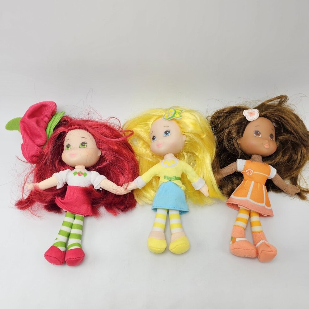 Strawberry Shortcake Lot 3 Small Soft Dolls Orange Lemon Hasbro 2008 6" huggable